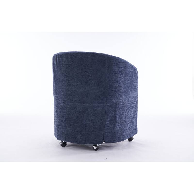 Set of 1,Chenille Fabric Dining Armchair With Back Cushion and Universal Wheels