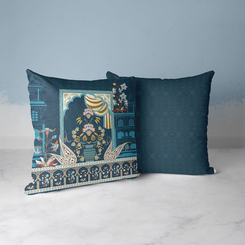 Amrita Sen Mughal Paradise Faux Suede Accent Pillow