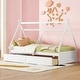 preview thumbnail 1 of 16, Twin Size House-Shaped Platform Kids Bed Frame with Headboard, Footboard, and Two Storage Drawers, Easy to Assemble, White White
