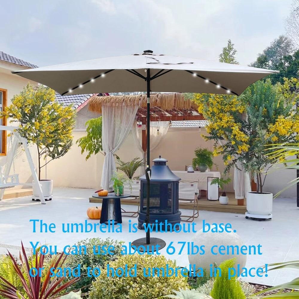 10 x 6.5Ft Solar LED Patio Umbrella with Crank Tilt for Pool Garden