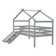 preview thumbnail 18 of 17, Twin Size Low Loft Bed for Kids, House-Shaped Loft Bed Frame w/ Slide & Ladder Junior Loft Bed for Girls Boys-Safety Guardrails