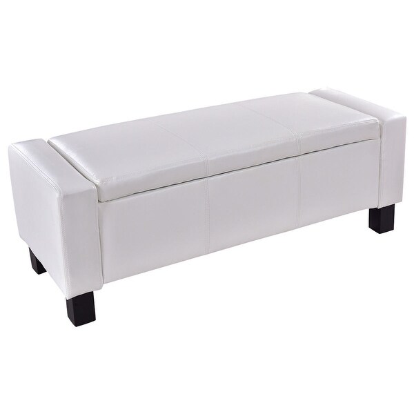Shop Costway 42" Large PU Leather Ottoman Bench Storage ...