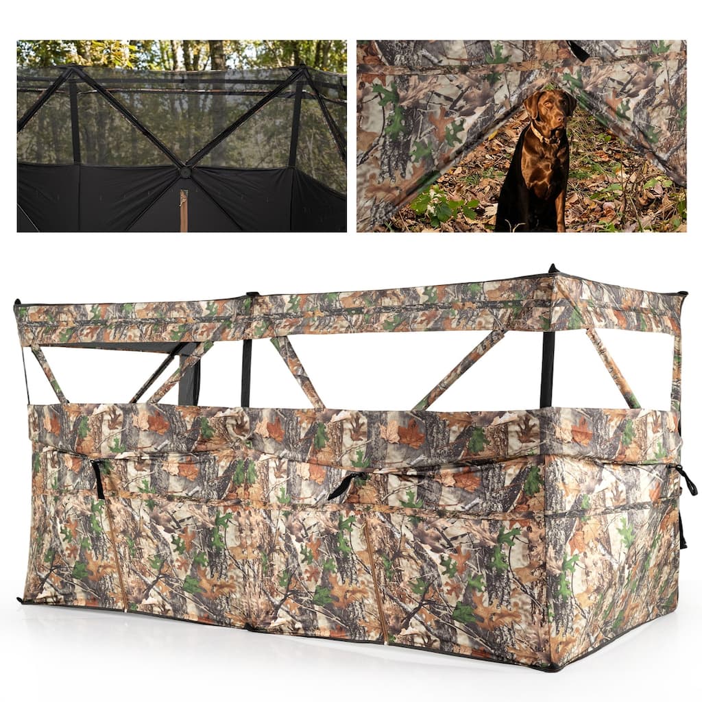 Gymax 360 Degree One-Way See-Through Hunting Blind Panel w/Dog Door