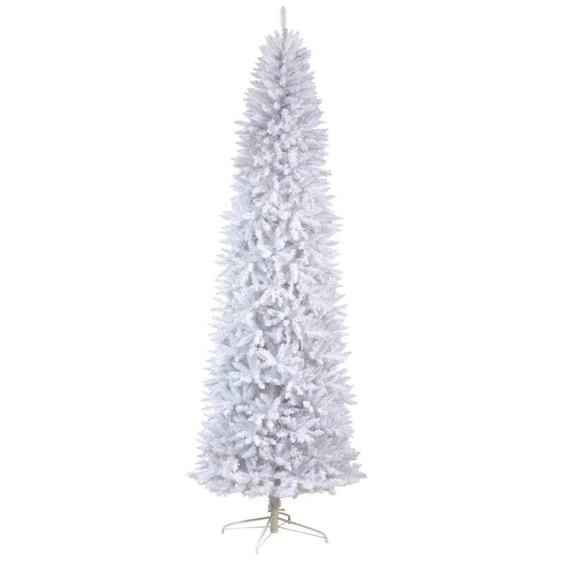 9’ Pre-Lit Slim White Artificial Christmas Tree, Clear Lights - 9 Foot