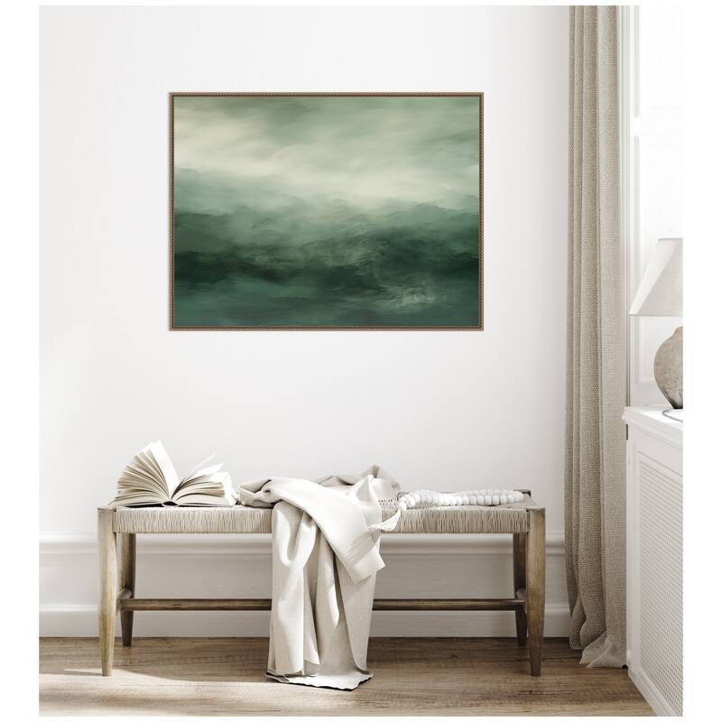 Kate and Laurel Tonal Abstract Sage Landscape by The Creative Bunch Studio Framed Canvas Wall Art Print
