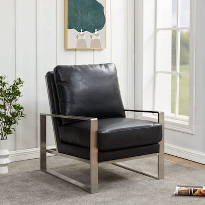Jefferson Modern Velvet Accent Chair with Brushed Silver Frame, Plush Cushions, and Scratch-Resistant for Home or Office - 29.2
