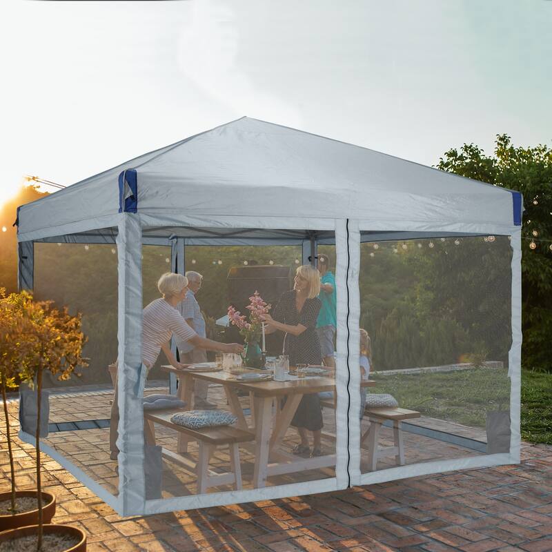 Aoodor 10 x 10 FT Pop Up Canopy Tent Portable Instant Shade Canopy with Netting for Camping, Party and Other Outdoor Events
