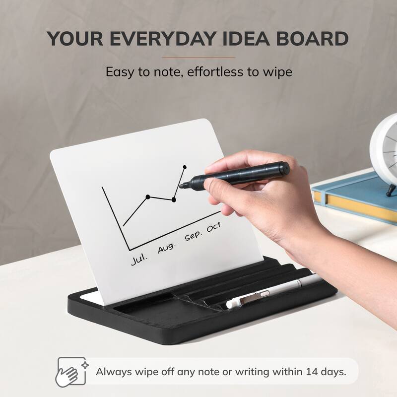 Jani Wooden Desk Organizer with Magnetic Whiteboard - Solid Wood, Hidden Storage & Anti-Skid Base for Home, Office & Workspaces