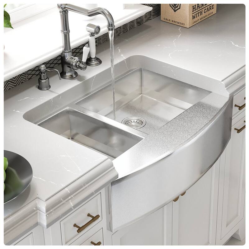 Eviva VIrgo 33" x 21" Stainless Steel Apron Farmhouse Double Kitchen Sink