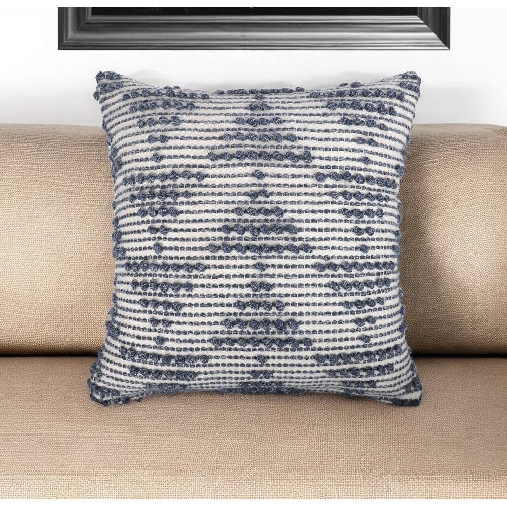 20" Navy and White Geometric Throw Pillow