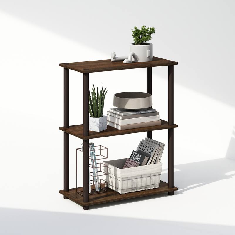 23.6 in. Tall Brown Wood 3-Shelf Bookcase