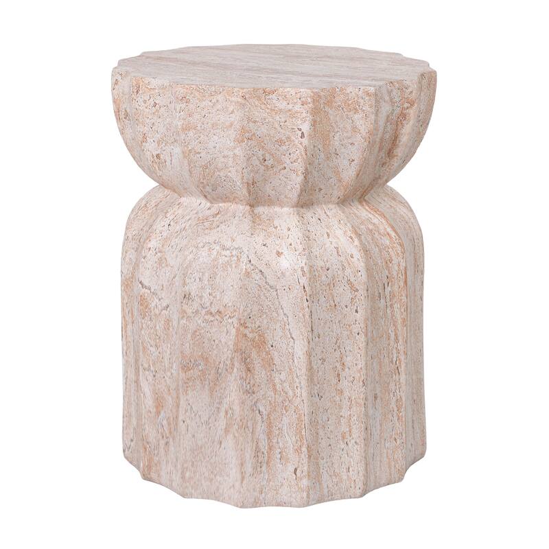 Christopher Knight Home - Modern Outdoor Lightweight Concrete Accent Side Table with Fluted Sculptural Hourglass Design