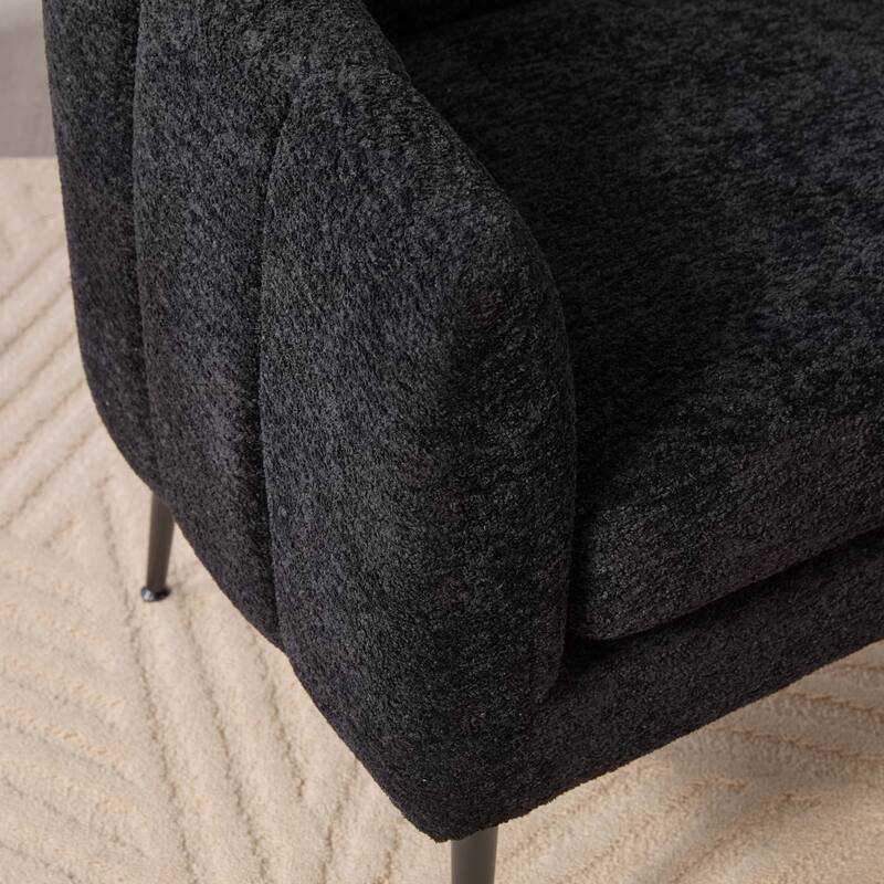 29.9" W Mid-Century Chenille Armchair with Metal Legs