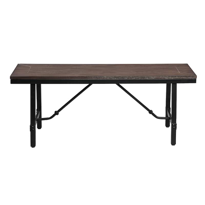 Oak and Black Rectangle Bench