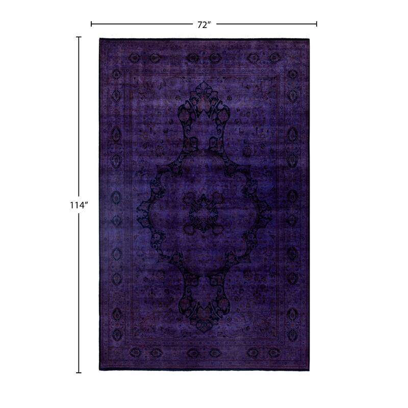Overdyed One-of-a-Kind Hand-Knotted Area Rug - Purple - 6' 0" x 9' 6"