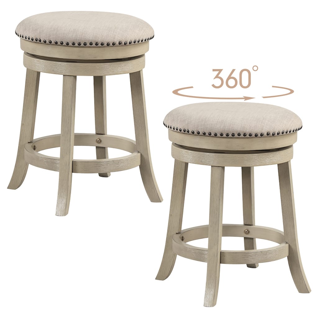 Gymax 24'' Swivel Bar Stools Set of 2 Round Counter Height Barstools