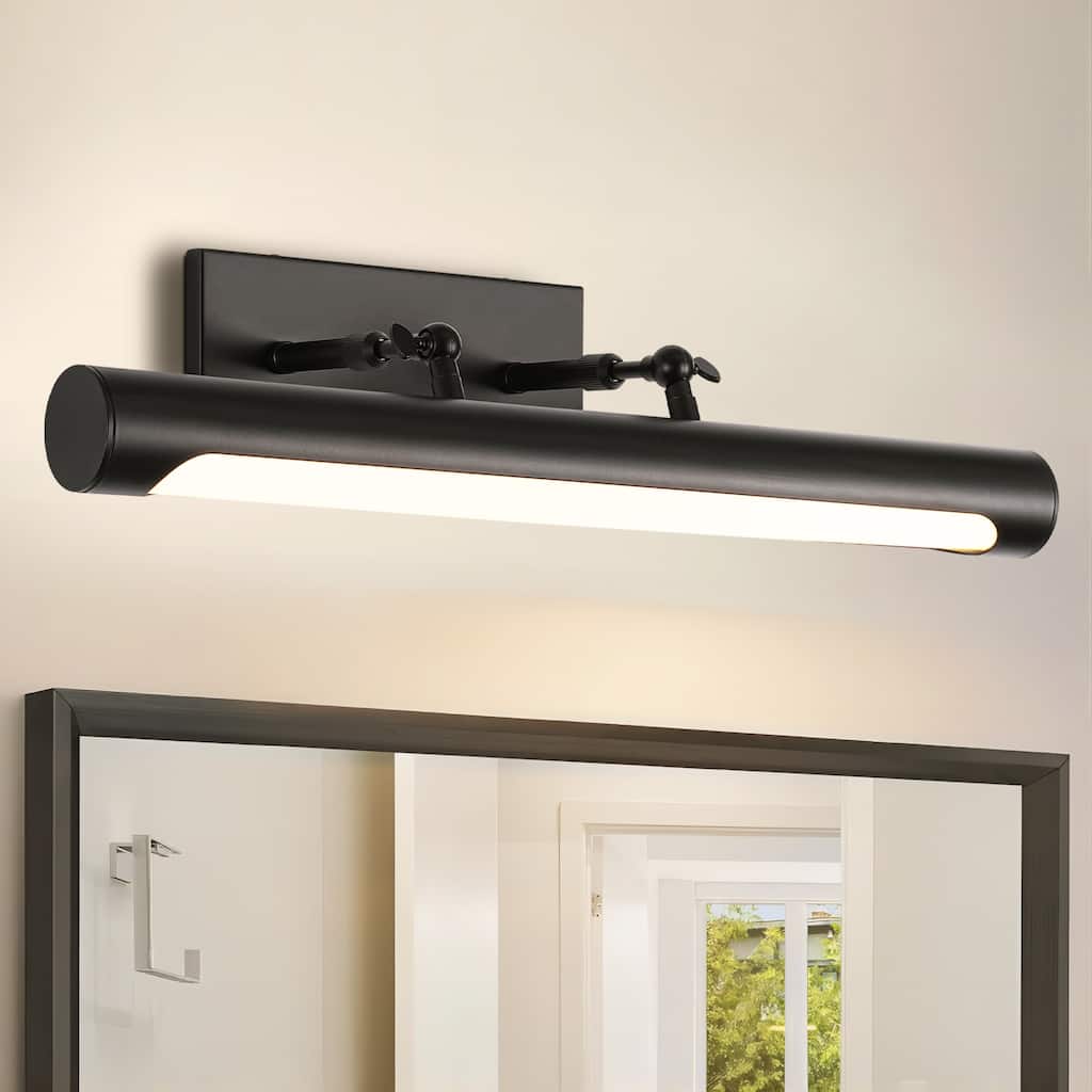 23.6" 1-Light Modern Gold/Black Adjustable Cylinder Wall Mounted LED Picture Light/Vanity Light for Bathroom, Bedroom
