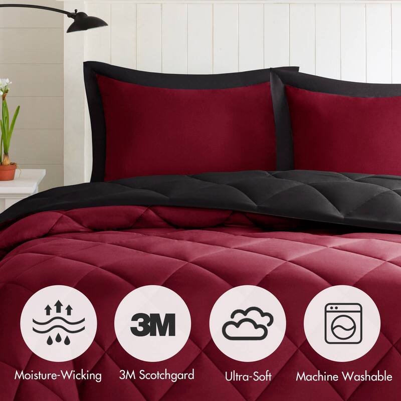 2 Pieces Twin/Twin XL 3M Scotchgard Diamond Quilting Reversible Down Alternative Comforter Set