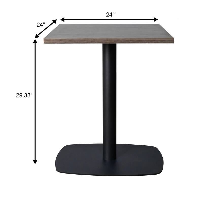 Vail Square Dining Table with 24 in. MDF Tabletop in Black Stainless Steel Square Base Accent Kitchen Table