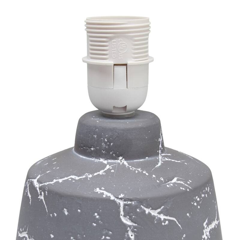 Modern Ceramic Table Lamp with Fabric Drum Shade Compact Marble Inspired Design - 7.09” x 7.09” x 13.30”