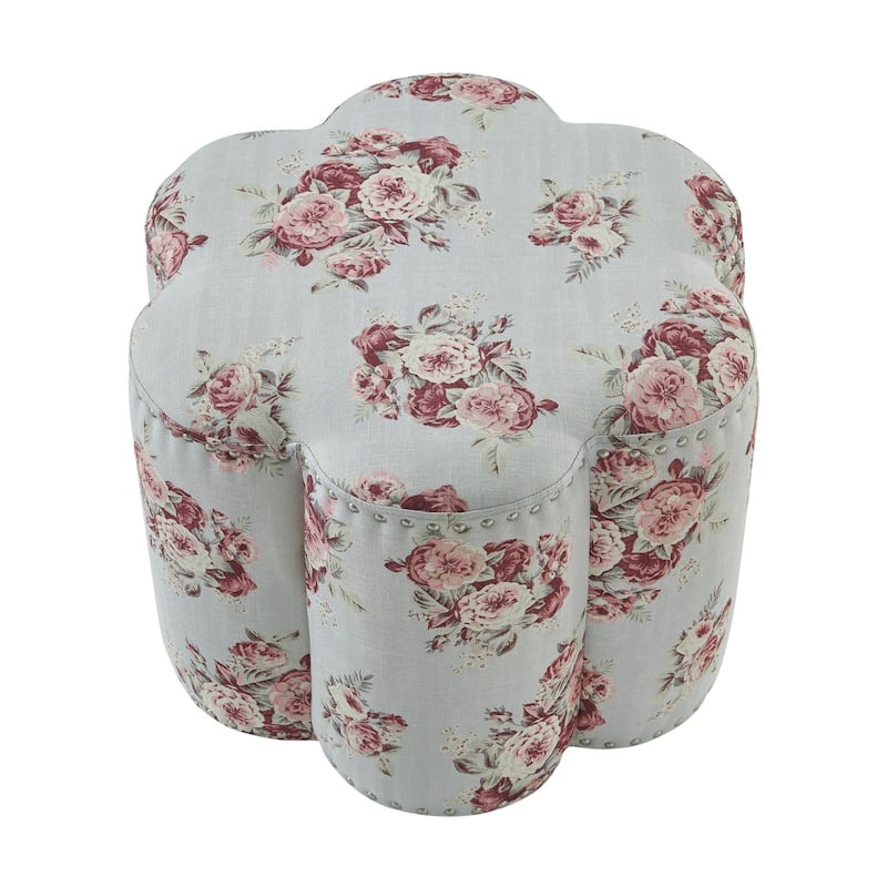 HomeRoots 25" Pink Linen Specialty Ottoman