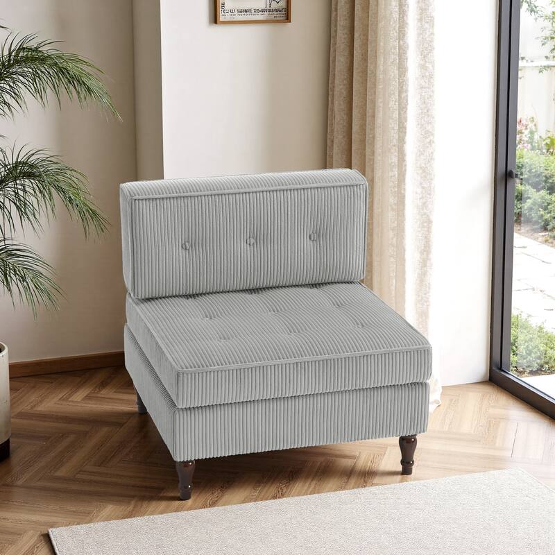 Modular Corduroy Armless Chair Upholstered Lounge Sofa