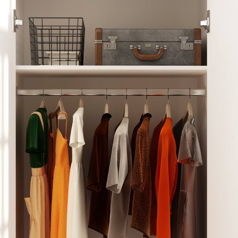 Wardrobe Closet Armoire with 2 Doors Wooden Clothes Storage Cabinet