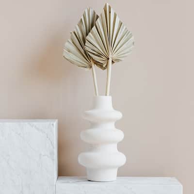 8 Inch Tall Beige Ceramic Vase