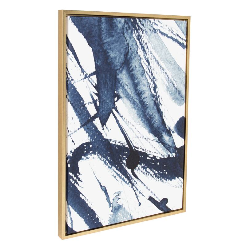 Kate and Laurel Sylvie Indigo Watercolor Framed Canvas by Amy Peterson