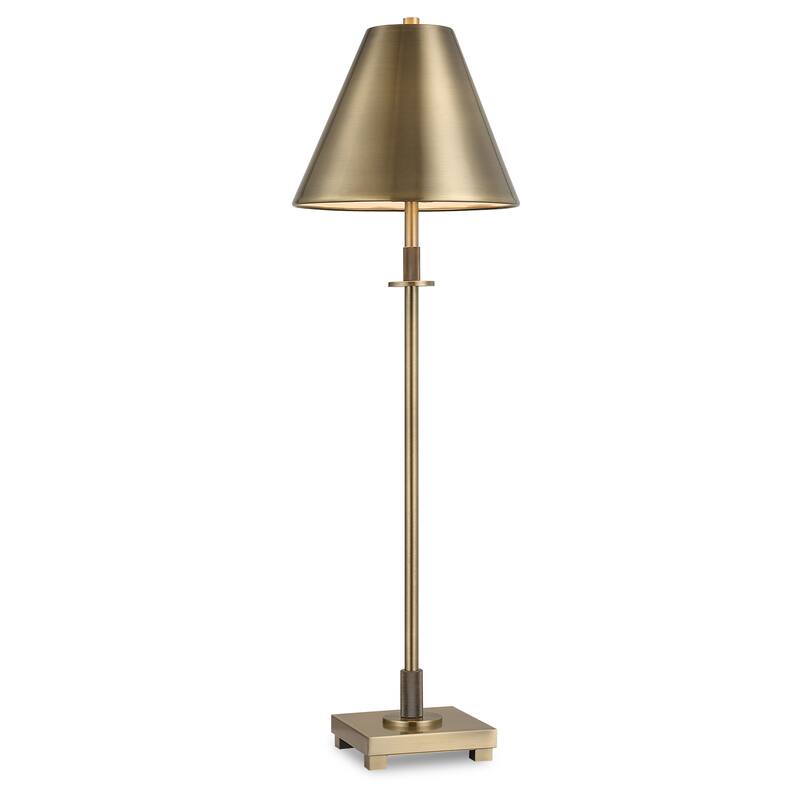 Copper Grove Antique Brass Metal and Marble Floor Lamp