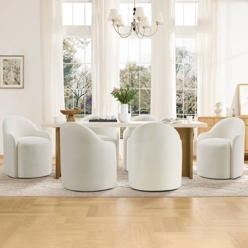 Spruce & Spring Modern Swivel Dining Chair with Hidden Wheels & Arm