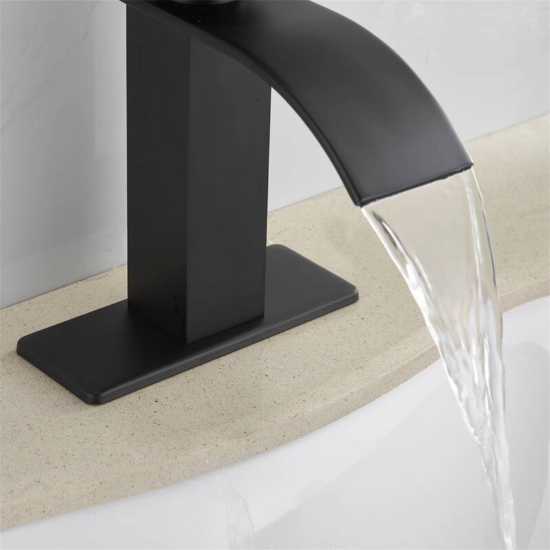 Waterfall Bathroom Faucet With Drain Assembly Single Handle Bathroom Sink Faucets 1 Hole Vanity Basin Modern Tap With Deck Plate