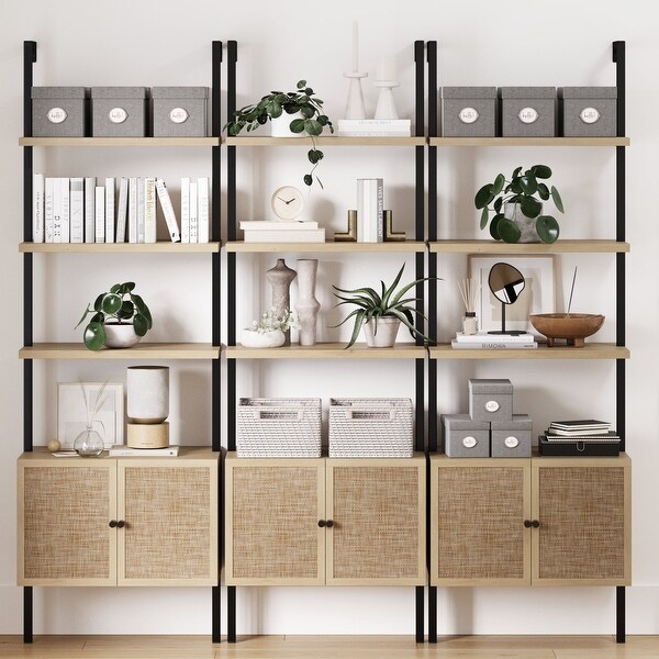 Nathan James Theo Open Shelf Industrial Bookcase with Drawers or Cabinets On Sale Bed Bath Beyond 35450590