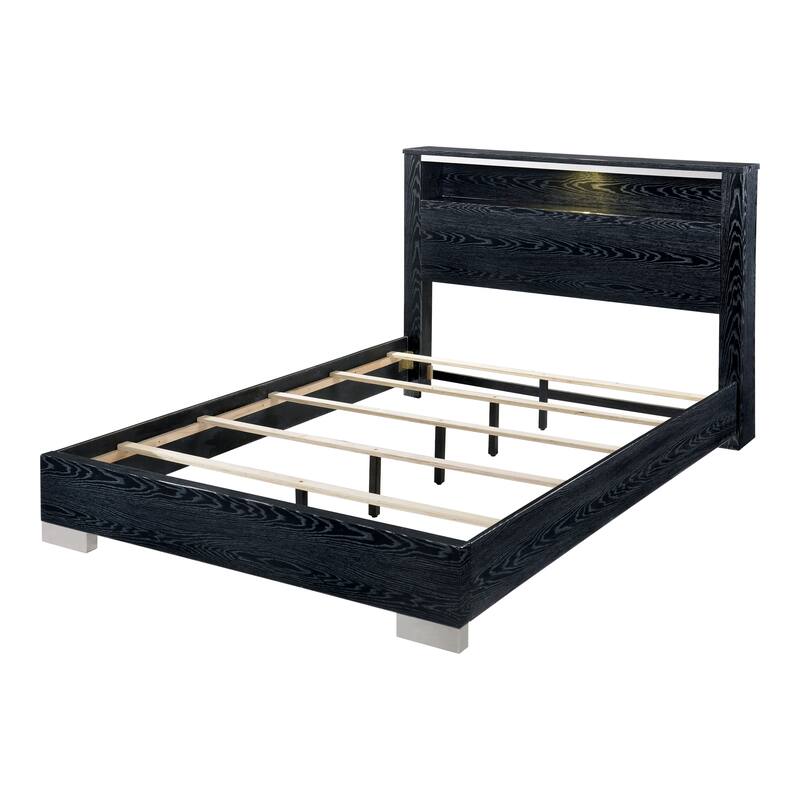 Champs Contemporary Queen Solid Wood 2-Piece Storage Panel Bed Set by Furniture of America