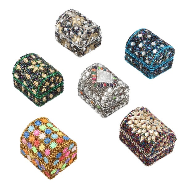 Handcrafted Set of 6 Bead Treasure Chest Trinket Jewelry Organizer Box Storage Handcrafted Set of 6 Bead Treasure Chest Trinket Jewelry Organizer Box Storage