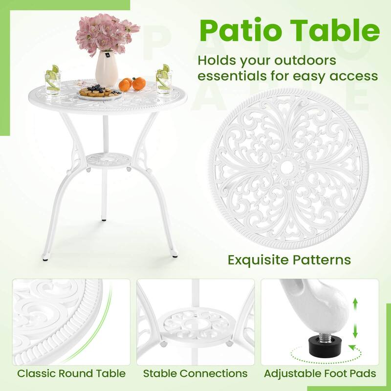 Costway 3 PCS Patio Bistro Set with Umbrella Holes Outdoor Bistro Set - See Details