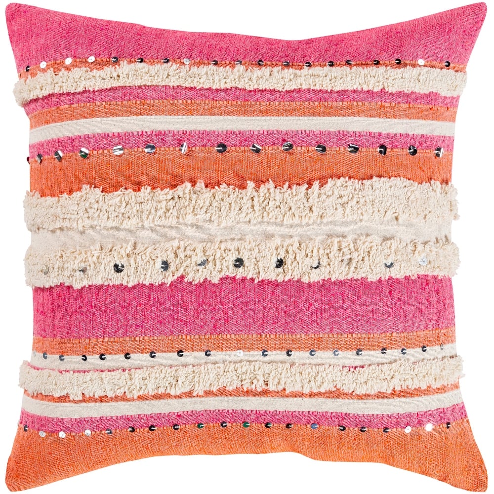 Livabliss Clove Shaggy Sequins Bohemian 20-inch Throw Pillow