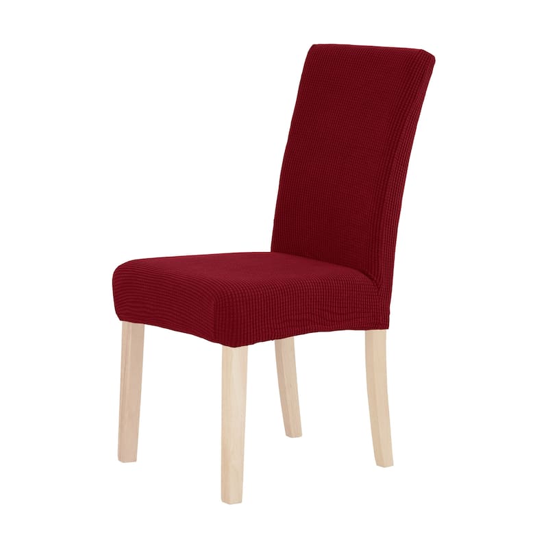 Deconovo Spill Proof Stretch Dining Chair Slipcovers Set of 4 - Wine Red