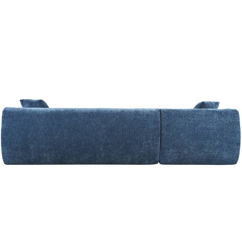 Modern Large L-Shape Modular Sectional Sofa, Blue Polyester, 2 Piece Free Combination