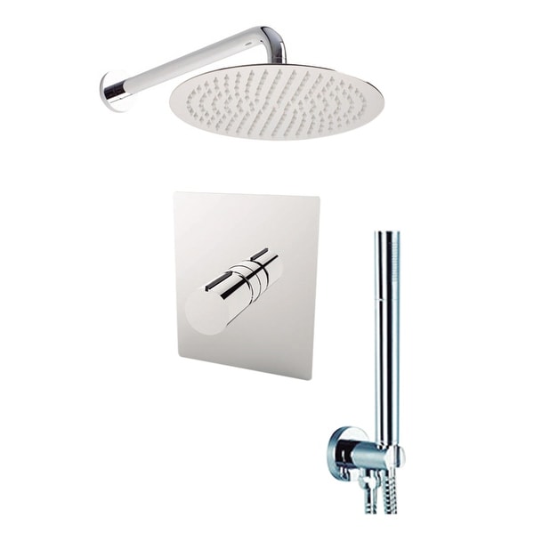 Aquamoon Barcelona Shower Set Chrome With 8" Showerhead, Handshower and Wall Shower Arm