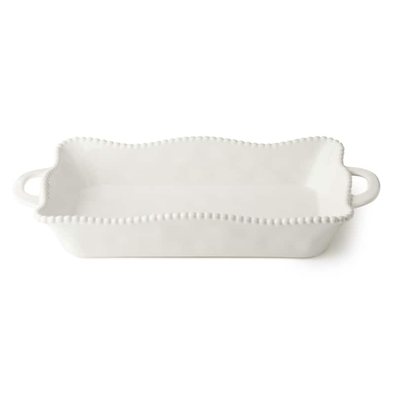 Certified International Perlette Cream Large Rectagular Baker 19" x 10"