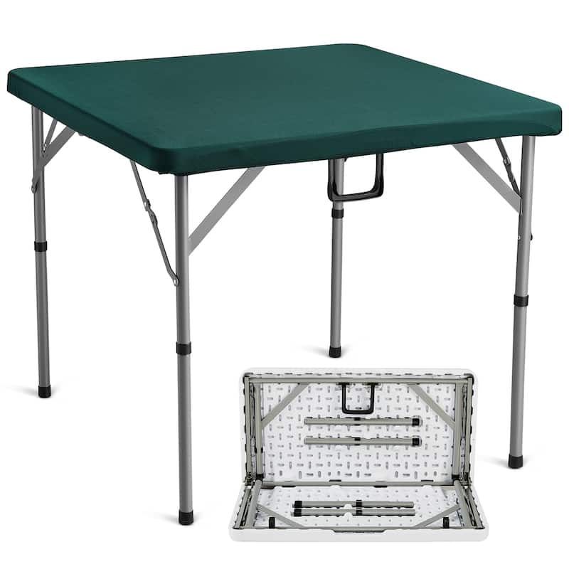 VEVOR Mahjong Table with Mahjong Tiles Set Fold-in-Half 4 Player Card Table with 144PCS Majiang Tiles and 3 Dice
