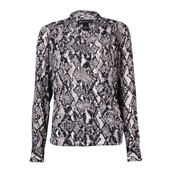 INC International Concepts Women's Surplice Shirttail Top - Diamondback Snake