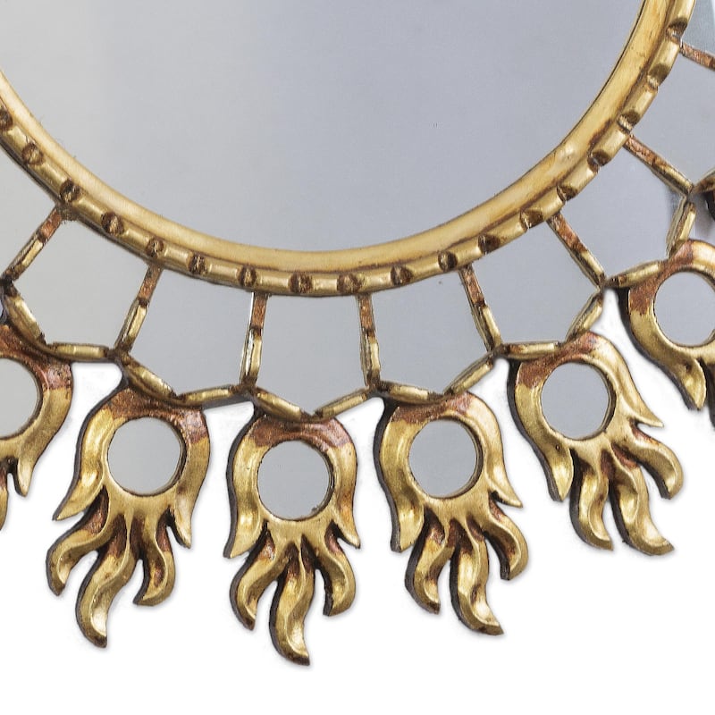Novica Handmade Reflective Blaze Bronze Gilded Wood Wall Mirror