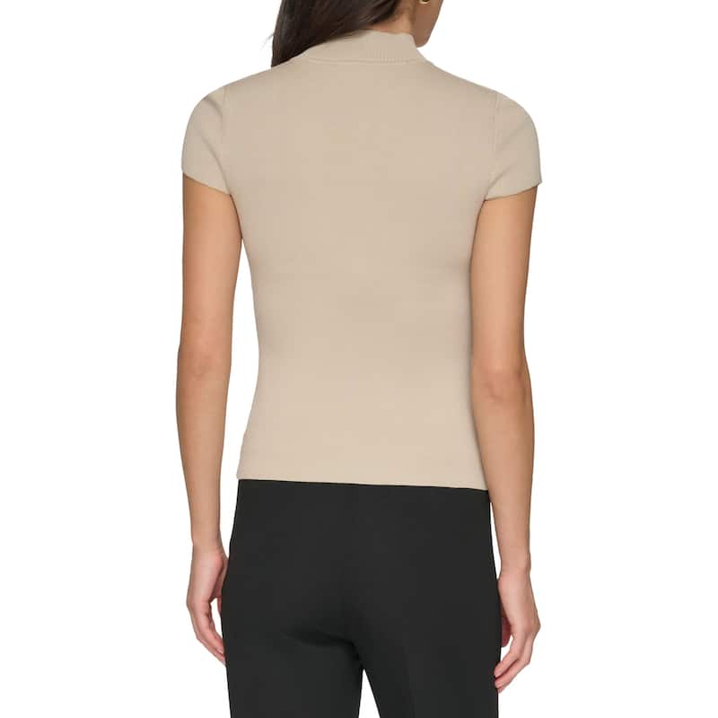 DKNY Cap Sleeve Mock Neck Knit Top