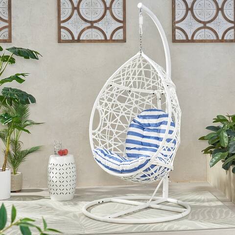 Cayuse Outdoor Wicker Hanging Tear Drop Chair by Christopher Knight Home
