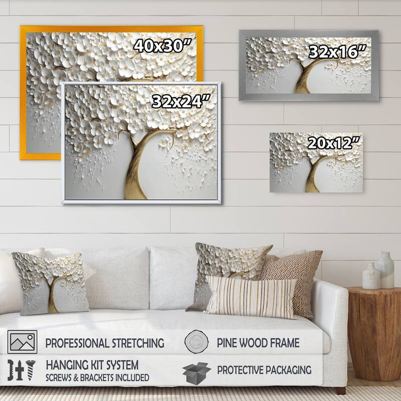 Designart "White Orchid Tree Garden Of Branches V" Tree Floral Canvas Print