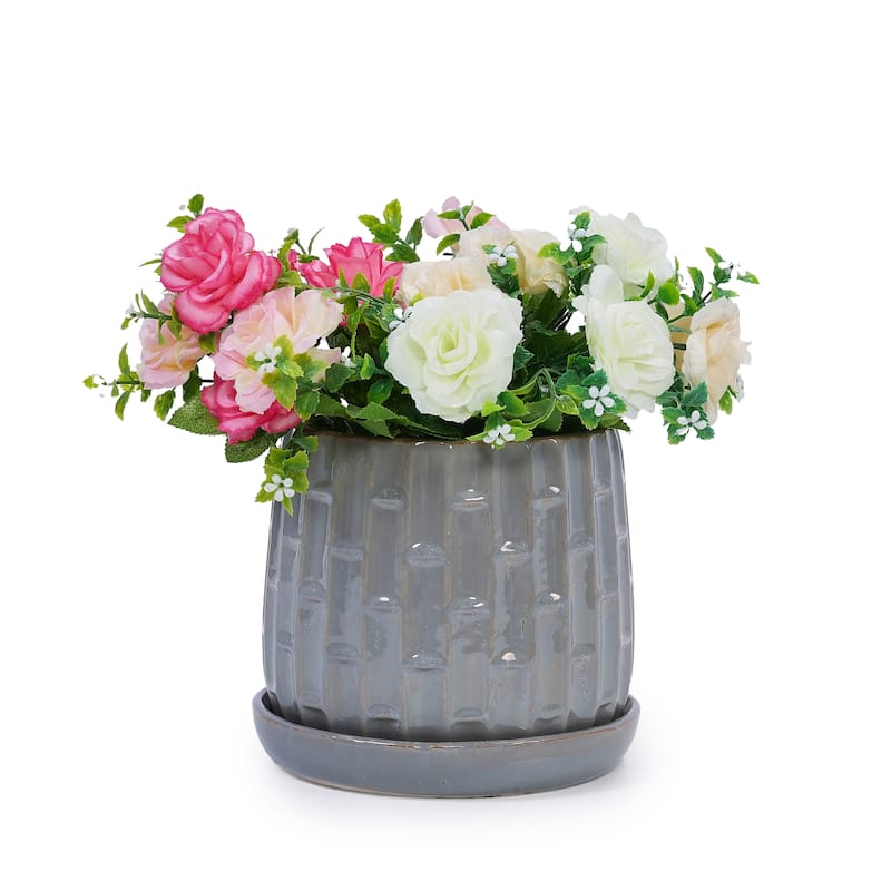 2 Pack Succulent Pots, 6" & 8" Mini Ceramic Plant Pots for Flower or Cactus Plants