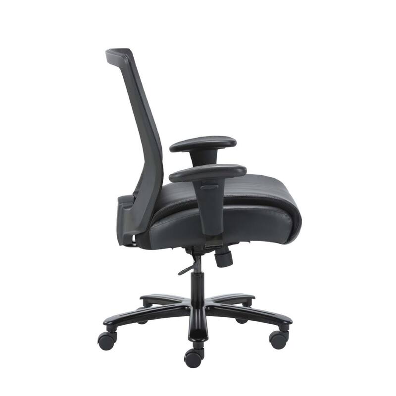 Heavy Duty Office Chair, Black Mesh and Faux Leather, 400lbs Capacity