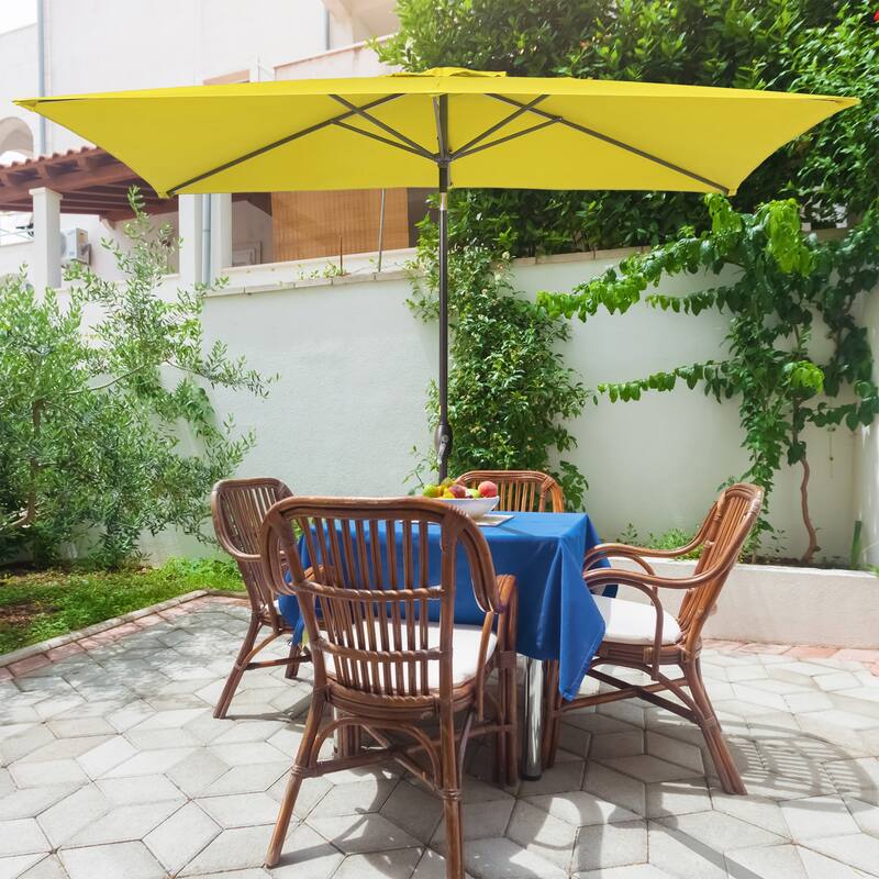 Bonosuki 10 x 6.5ft Patio Rectangular Umbrella with Tilt and Crank - Yellow